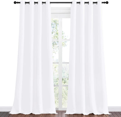 NICETOWN Blackout Curtains - Thermal Insulated Solid Panels for Kids Room | Pure White, 55 x 102 Inch, Set of 2