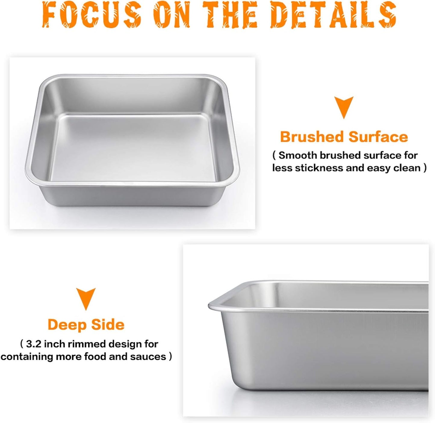 P&P CHEF Lasagna Pan - Heavy Duty Stainless Steel Baking Sheet | Oven & Dishwasher Safe, 12.7" L x 3.2" H