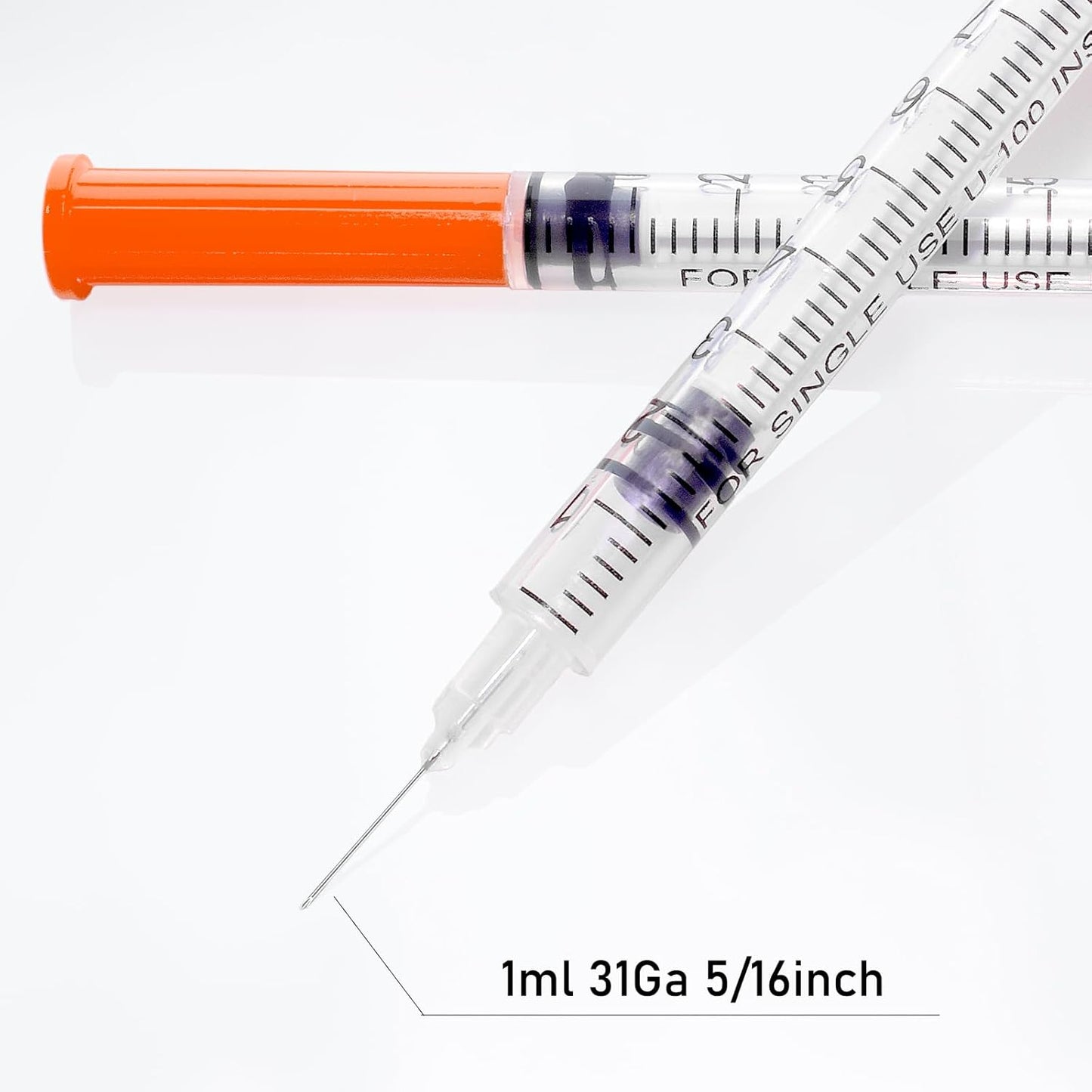 U-100 Syringe - 1cc 31 Gauge 5/16 Inch | Individually Packed, 20 Pack for Precision Dosing
