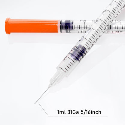 U-100 Syringe - 1cc 31 Gauge 5/16 Inch | Individually Packed, 20 Pack for Precision Dosing