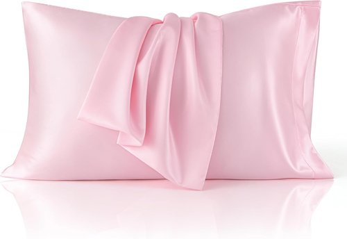 Bedsure Satin Pillowcase - Luxurious Silk-Like Feel | Standard Size 20x26 Inches, Pink, 2-Pack