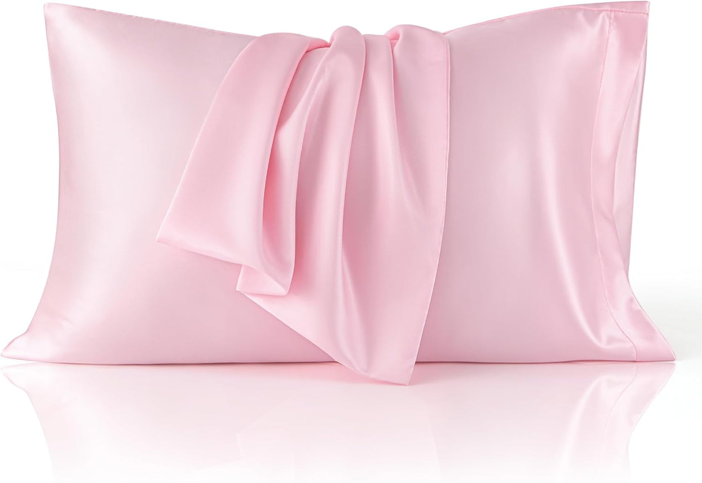 Bedsure King Size Satin Pillowcase Set - Pink Silky Pillow Cases for Hair & Skin, 20x36 Inches, 2-Pack