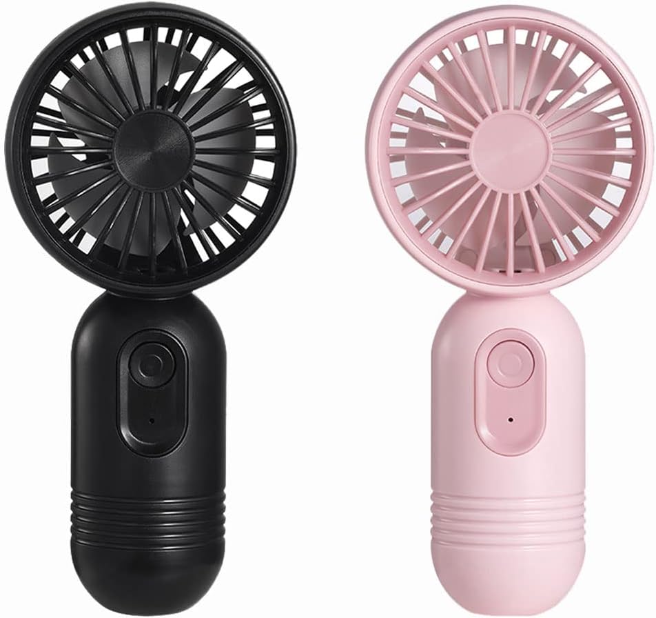 Skiennix Mini Portable Fan - Lightweight Handheld Battery Operated Fan with 3 Speeds | USB Rechargeable, 2 Pack
