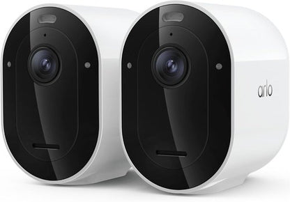 Arlo Pro 2K HDR Security Camera - Wireless Outdoor, Rechargeable Battery, 1-Month Secure Plan Trial | 2-Pack, White