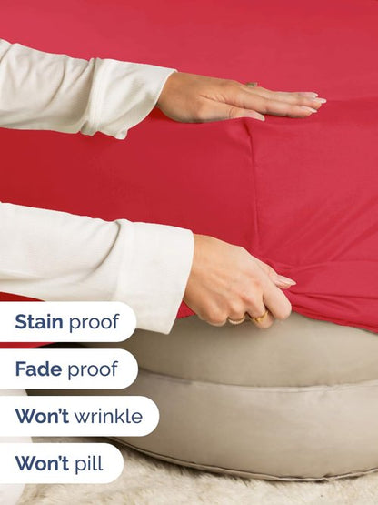 Extra Deep King Fitted Sheet - Hotel Luxury Single Fitted Sheet Only - Easily Fits 18 inch to 24 inch Mattress - Ultra Soft, Wrinkle Free with Extra Deep Pockets - Easy-Care, Breathable & Comfy - Red