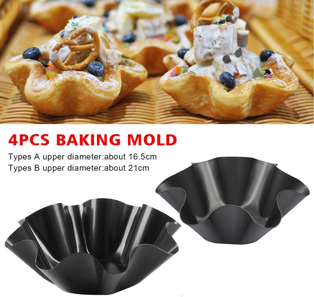 Skiennix Non-Stick Tortilla Shell Maker - Extra Thick Carbon Steel Taco Salad Bowl Pans, Set of 4