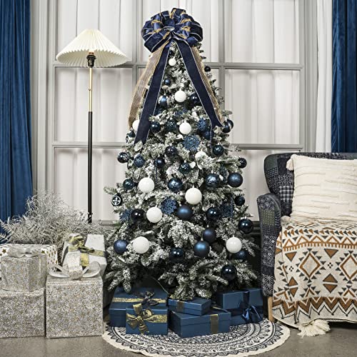Dark Blue Christmas Ball Ornaments Set - 41 Shatterproof Holiday Decorations