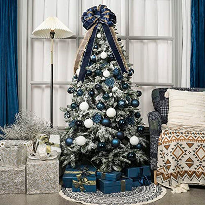 Dark Blue Christmas Ball Ornaments Set - 41 Shatterproof Holiday Decorations