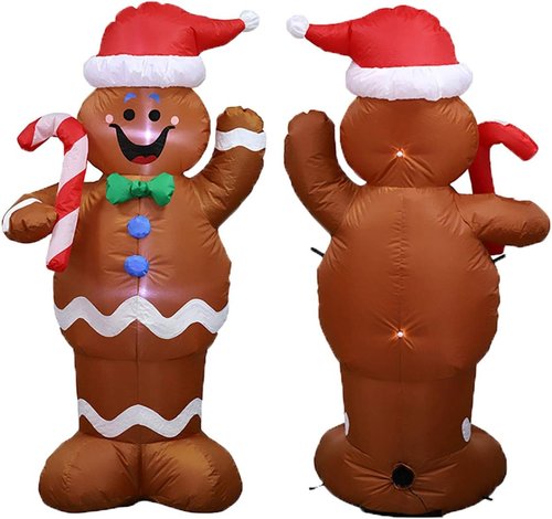 Gingerbread Man Inflatable Christmas Yard Decoration - 5ft Indoor/Outdoor Holiday Decor