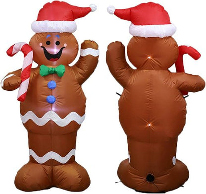 Gingerbread Man Inflatable Christmas Yard Decoration - 5ft Indoor/Outdoor Holiday Decor