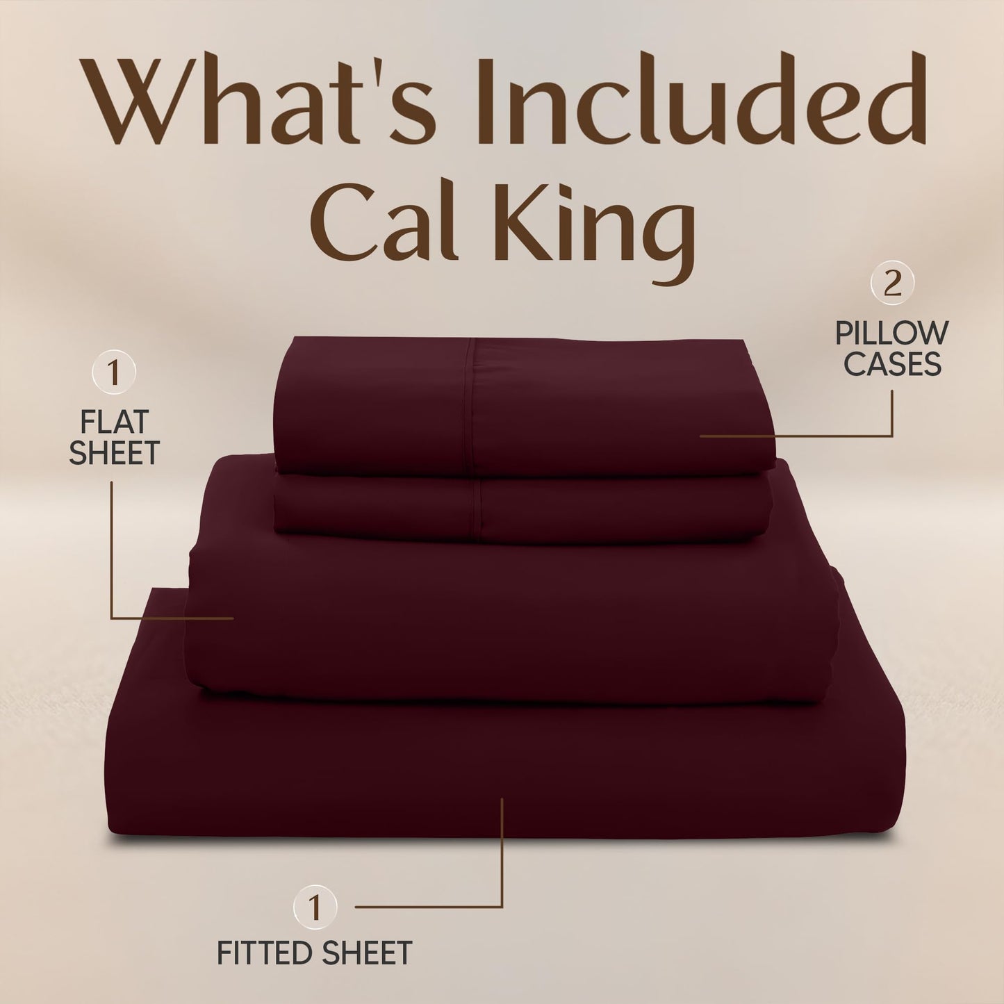 Utopia Bedding California King Size Sheet Set – 4 Piece Bed Sheets, Soft and Breathable Microfiber, Includes 1 Fitted Sheet, 1 Flat Sheet and 2 Pillowcases – Oeko Tex (Burgundy)