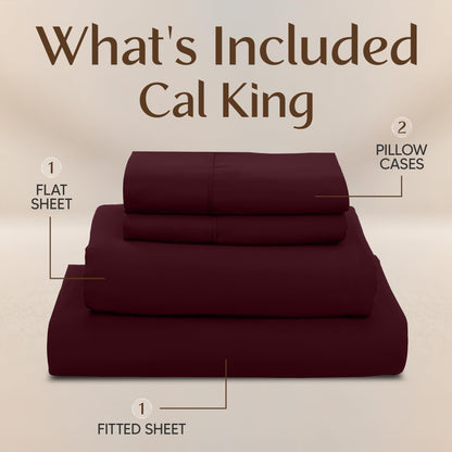 Utopia Bedding California King Size Sheet Set – 4 Piece Bed Sheets, Soft and Breathable Microfiber, Includes 1 Fitted Sheet, 1 Flat Sheet and 2 Pillowcases – Oeko Tex (Burgundy)