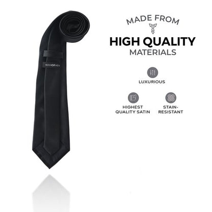 Man of Men Solid Black Color Ties for Men, Mens Ties, Adjustable Mens Tie, Necktie for Business and Wedding