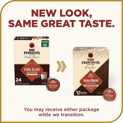 Don Francisco's Kona Blend Coffee Pods - Medium Roast, 24 Count | Compatible with Keurig Brewers