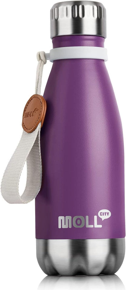Skiennix Kids Water Bottle - 9 oz Stainless Steel Vacuum Insulated Mini Bottle | Dark Purple, Leak Proof