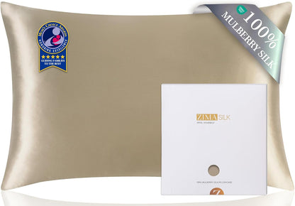 ZIMASILK 100% Pure Mulberry Silk Pillowcase - Hypoallergenic & Smooth for Hair and Skin | Queen 20''x30'', Taupe