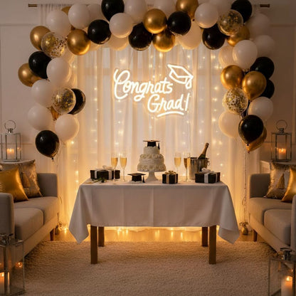 Skiennix Congrats Grad Neon Sign - Warm White LED Graduation Cap Light | 16x11 Inches for Class of 2026 Celebrations