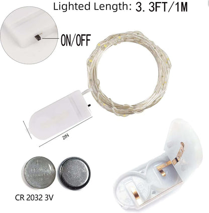Skiennix 6-Pack Fairy Lights - Battery Operated 3.3ft 10 LED Silver Wire for Mason Jars & DIY Decor