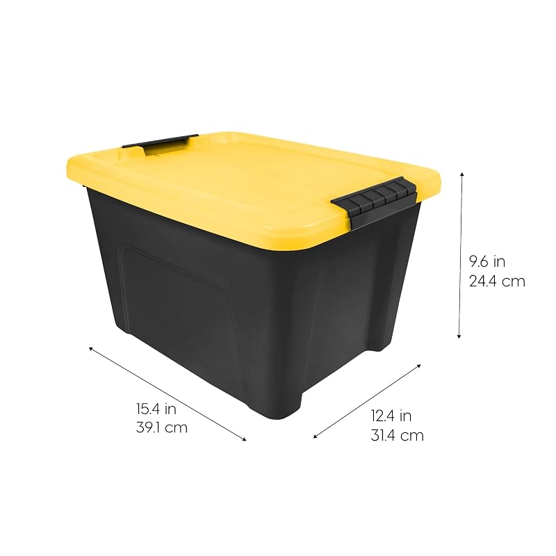 20 Quart Stackable Plastic Storage Totes with Latching Lids | Heavy Duty Organizers with Side Handles (6 Pack)