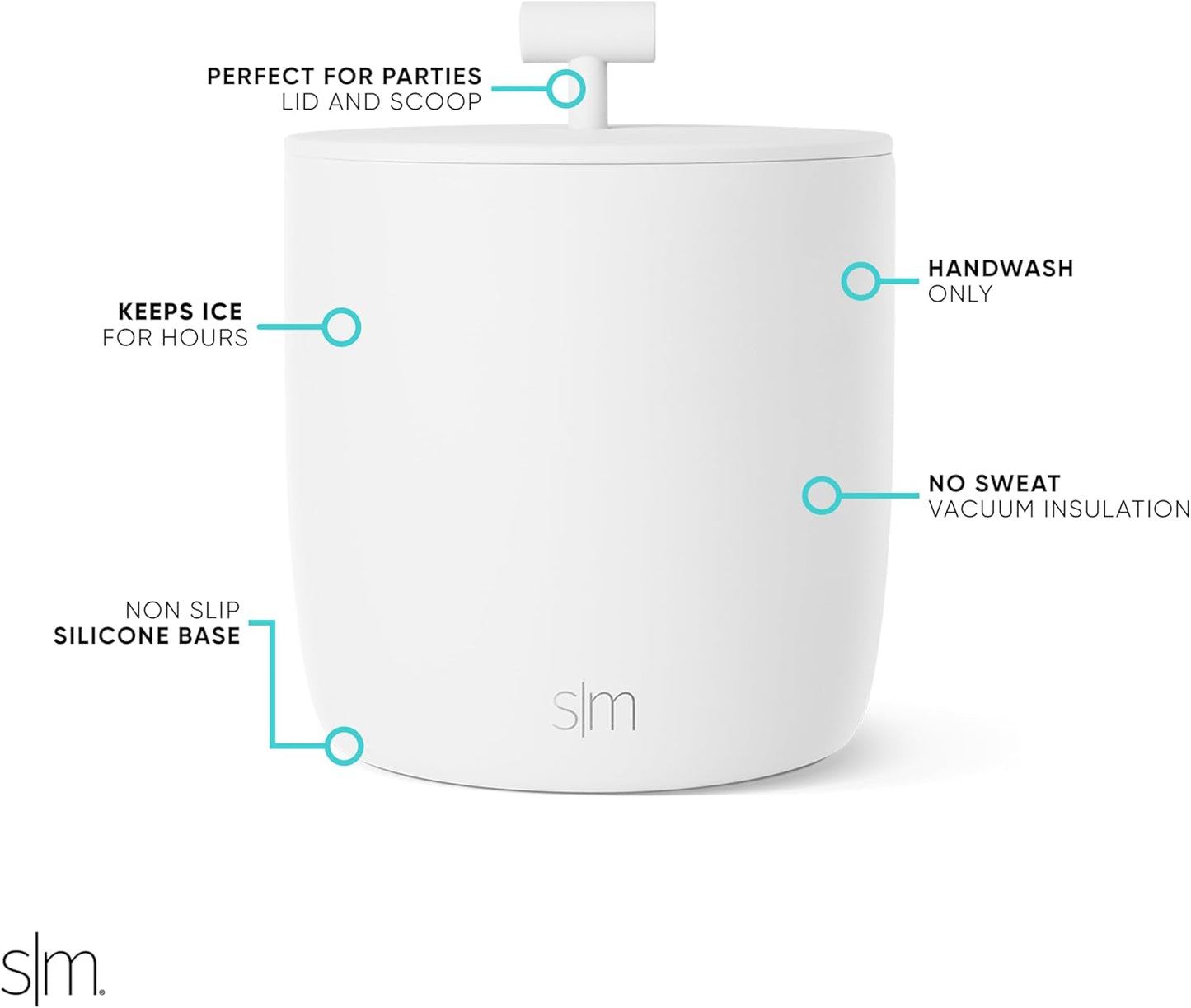 Simple Modern Vacuum Insulated Ice Bucket with Lid and Scoop | For Cocktail, Champagne, Wine, Beer, & Hosting | Stainless Steel 100oz Capacity for Large Parties | Rocks Collection | Winter White