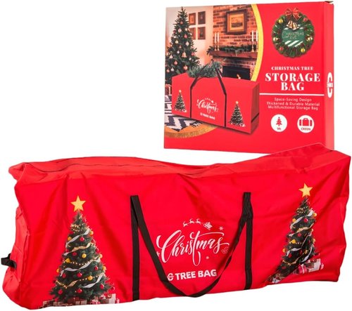 Christmas Tree Storage Bag - 9 Ft Waterproof Container with Durable Zipper & Handles | Heavy-Duty Oxford Material (Red)