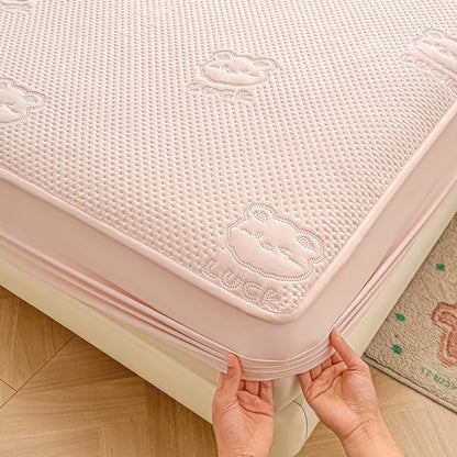 Waterproof Mattress Protector King Size Breathable Soft & Silent Pink