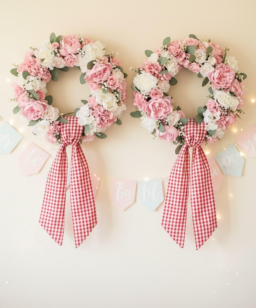 Regine Switzerland Wreath Sash 2-Pack - Red White Checkered Plaid Bow Ribbon Bundle for Holiday Decor (5.12" x 54.33")