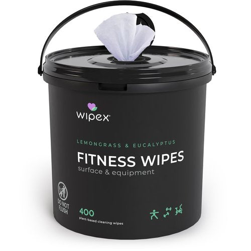 Wipex Yoga Mat Cleaner Wipes, EWG Verified, 400 Ct Plant-Based Lemongrass, Eucalyptus & Vinegar Wipes for Gym & Fitness Equipment & All Purpose Gym Cleaning - Safe for Peloton Bikes & Treadmills