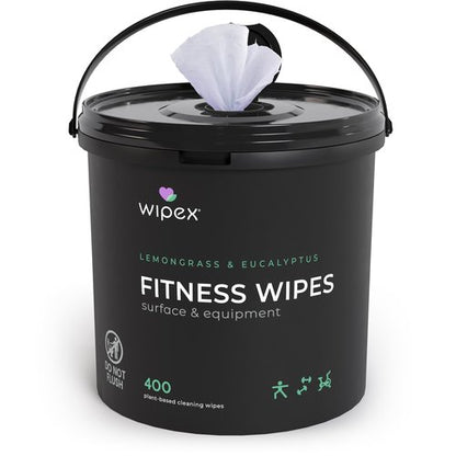 Wipex Yoga Mat Cleaner Wipes, EWG Verified, 400 Ct Plant-Based Lemongrass, Eucalyptus & Vinegar Wipes for Gym & Fitness Equipment & All Purpose Gym Cleaning - Safe for Peloton Bikes & Treadmills