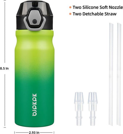 BJPKPK Stainless Steel Insulated Water Bottle - 18oz Reusable Thermal Flask with Straw Lid | Bamboo Grove Design