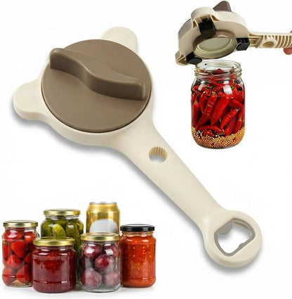 2026 Upgrade Jar Opener by [Brand Name] - 4-in-1 Multi-Function Tool for Seniors | Adjustable Stainless Steel Lid Remover (Beige)
