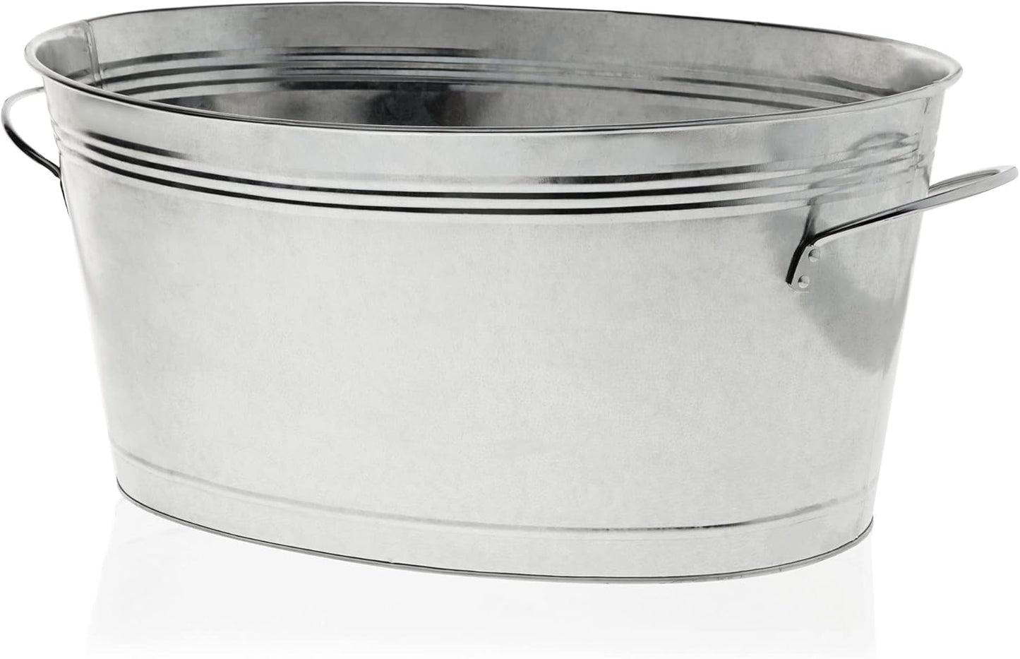True Galvanized Tub, Large Ice Buckets for Parties, Beverage Cooler for Beer, Wine, Soda, Bottled Water, Rustic Beverage Tub, Drink Bucket for Indoor & Outdoor Party, 6.3 Gal (23.8 Liters), Set of 1