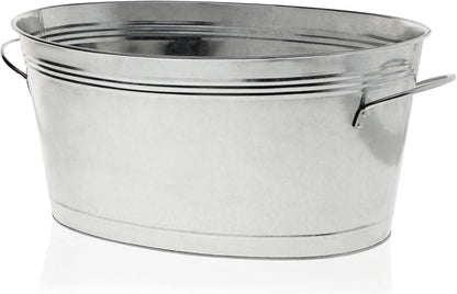 True Galvanized Tub, Large Ice Buckets for Parties, Beverage Cooler for Beer, Wine, Soda, Bottled Water, Rustic Beverage Tub, Drink Bucket for Indoor & Outdoor Party, 6.3 Gal (23.8 Liters), Set of 1