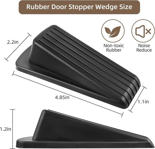 JZWBLILY Door Stoppers - Premium Rubber Wedge for Heavy Duty Doors | Sturdy & Stackable (Black, 2 Pack)