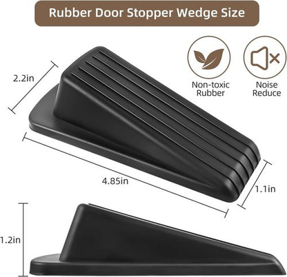 JZWBLILY Door Stoppers - Premium Rubber Wedge for Heavy Duty Doors | Sturdy & Stackable (Black, 2 Pack)