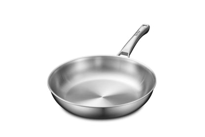 VocVoi 12 inch Tri-Ply Stainless Steel Pan,PFOA&PTFE Free Skillets,Chef's Pans,Dishwasher and Oven Safe Cookware, Works on Induction,Ceramic and Gas Cooktops