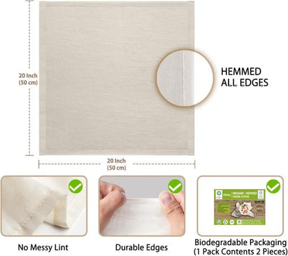 GOTS Certified Organic Cheese Cloths - 100% Cotton Muslin Straining Cloths | 20x20 Inch, 2 Pack