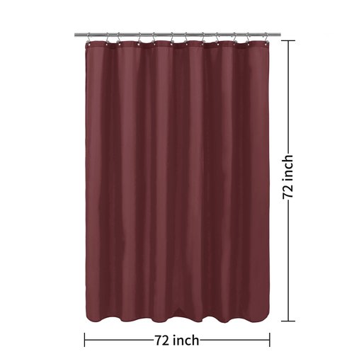 ALYVIA SPRING Burgundy Red Fabric Shower Curtain Liner Waterproof - Soft Hotel Quality Cloth Shower Liner with 3 Magnets, Light-Weight & Machine Washable - Standard Size 72x72, Burgundy