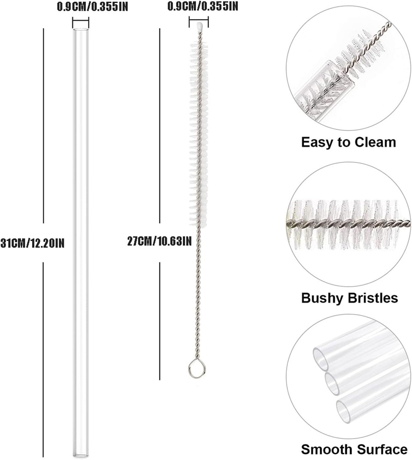 TAL Replacement Straws for 40oz Stainless Steel Tumbler - Includes Cleaning Brush, Pack of 8