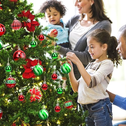 Shatterproof Christmas Ornaments Set - 44 Durable Holiday Decorations with Hanging Ropes