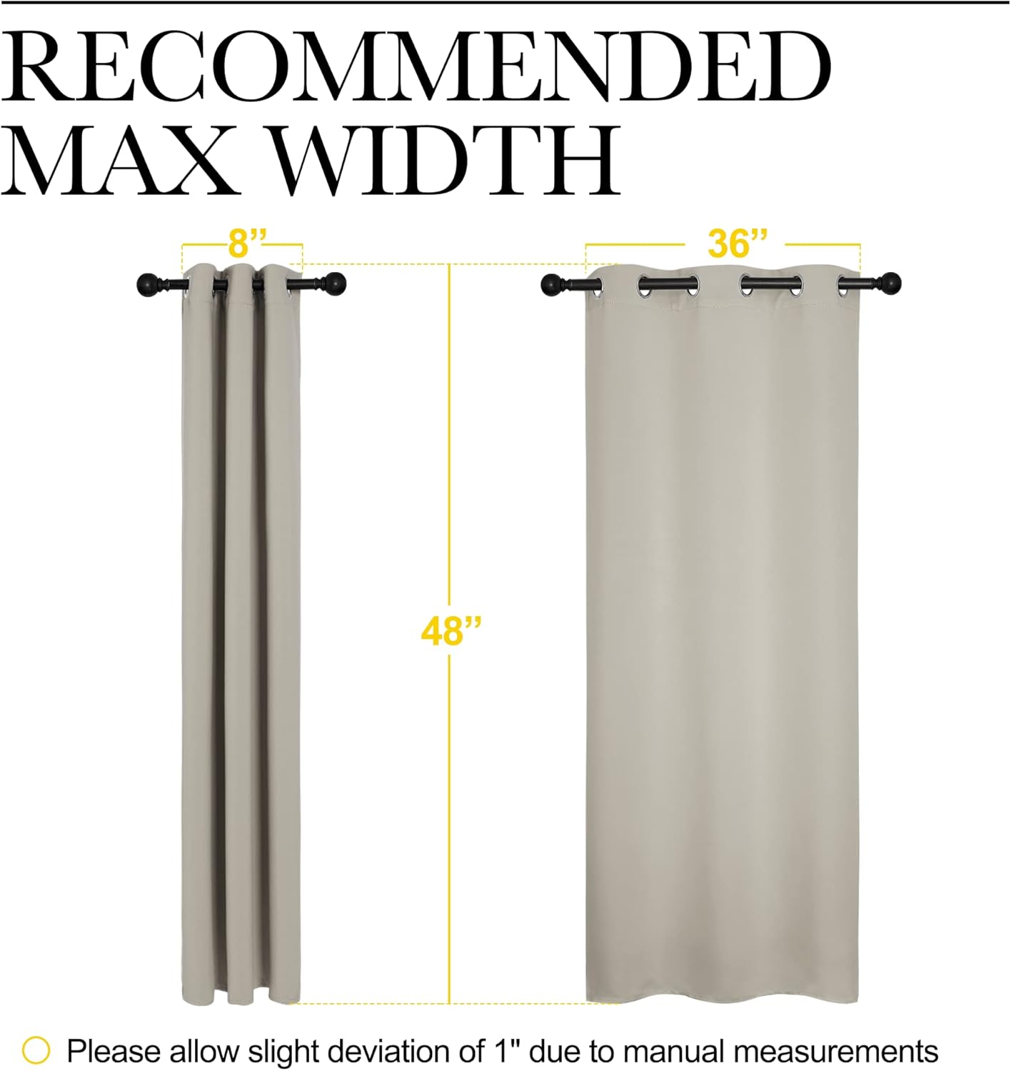 NICETOWN Kitchen Curtains - Thermal Insulated Grommet Room Darkening Draperies | Natural, 2 Panels (W42 x L48)