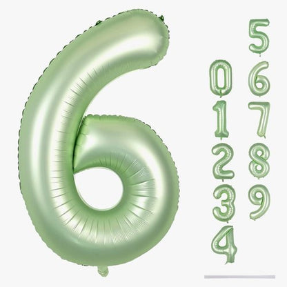 **Regine Switzerland Sage Green Number 6 Balloons - 40-Inch Olive Green Foil Helium Balloons for Birthday Celebrations**