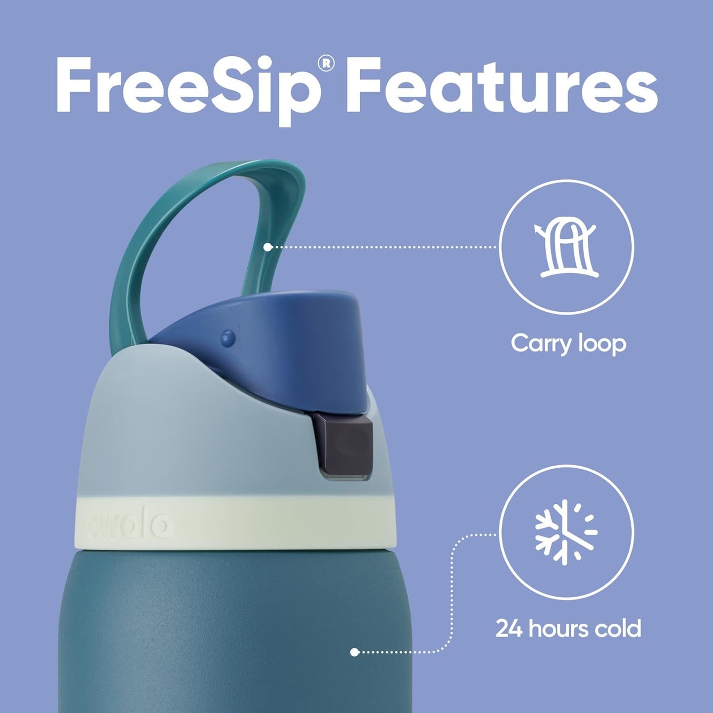 Owala FreeSip Insulated Stainless Steel Water Bottle - BPA-Free, 32 Oz, Denim | Perfect for Travel
