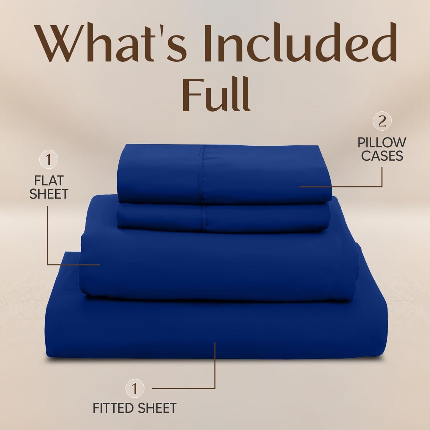Utopia Bedding Full Size Sheet Set - Soft, Breathable Microfiber | 4-Piece in Royal Blue, Oeko-Tex Certified