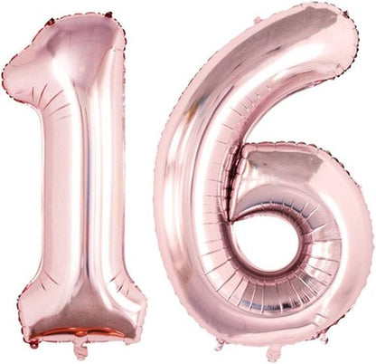 GOER Jumbo 16 Balloons - 42 Inch Rose Gold Foil for Sweet 16 Birthday Party Decorations