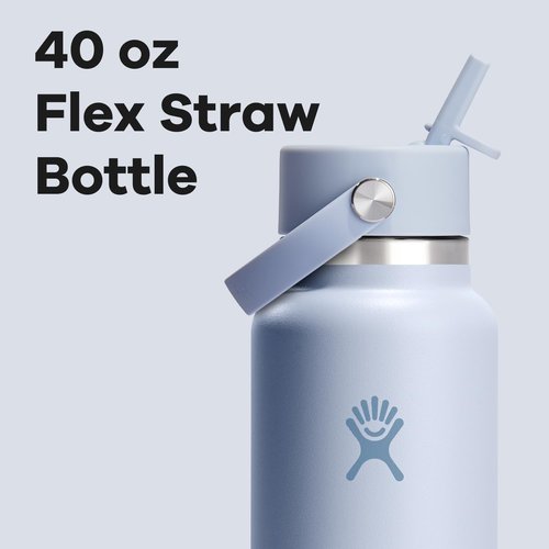 Hydro Flask Water Bottle - Insulated Stainless Steel with Flex Straw Lid | 40 Oz Surf Blue, Leakproof & Refillable