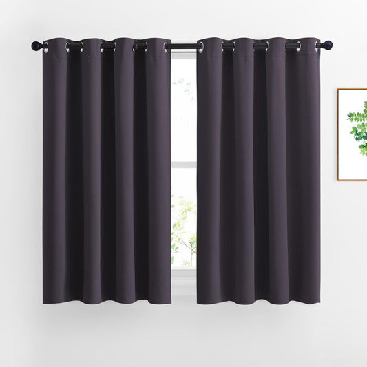 NICETOWN Bedroom Blackout Curtains and Drapes 54" L - Window Treatment Thermal Insulated Solid Grommet Blackout Draperies for Home Office (Greyish Purple, 2 Panels=92" Wide)