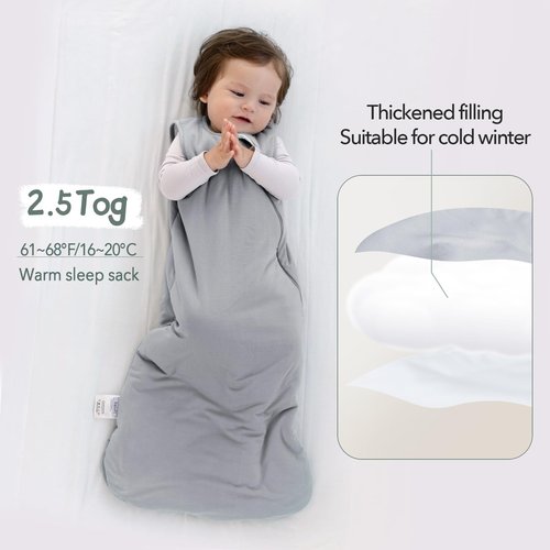 EasyFi Rayon Made from Bamboo Sleep Sack 18-24 Months 2.5 Tog Winter Supersoft Toddler Sleep Sack 2t for Unisex Girl Boy Thick Warm Baby Sleeping Bag 2-Way Zipper Baby Wearable Blanket