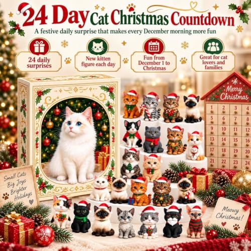 Cat Advent Calendar 2026 Christmas Countdown Kitten 3D Figure Set - 1pc