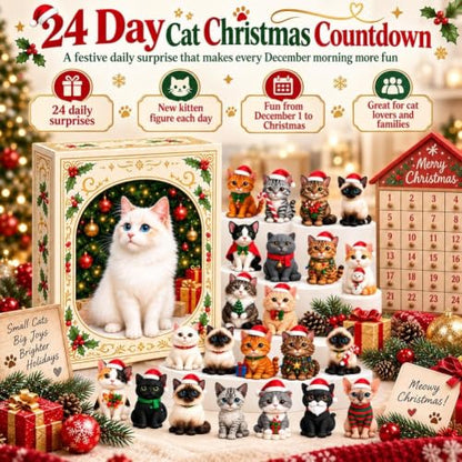 Cat Advent Calendar 2026 Christmas Countdown Kitten 3D Figure Set - 1pc